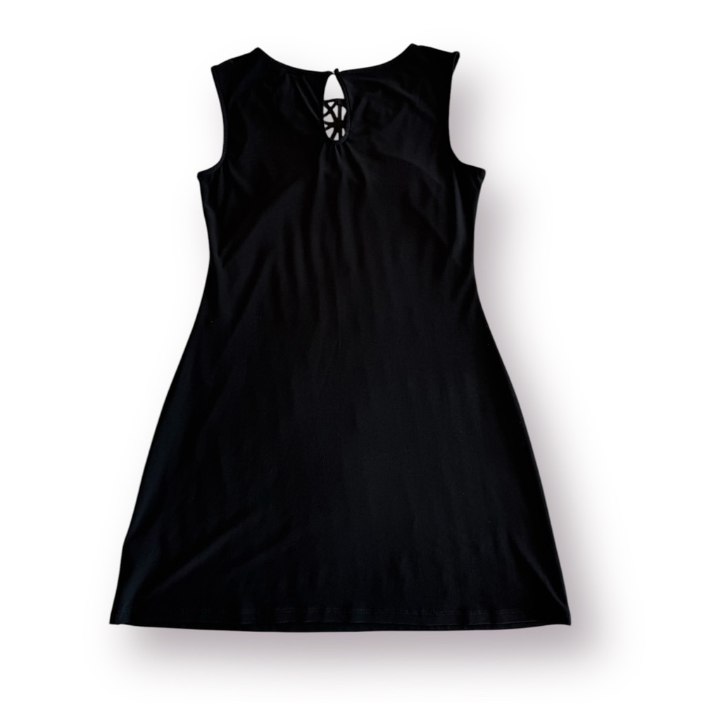White House Black Market Mini Black Dress with Detailed Neckline - Picture 4 of 9